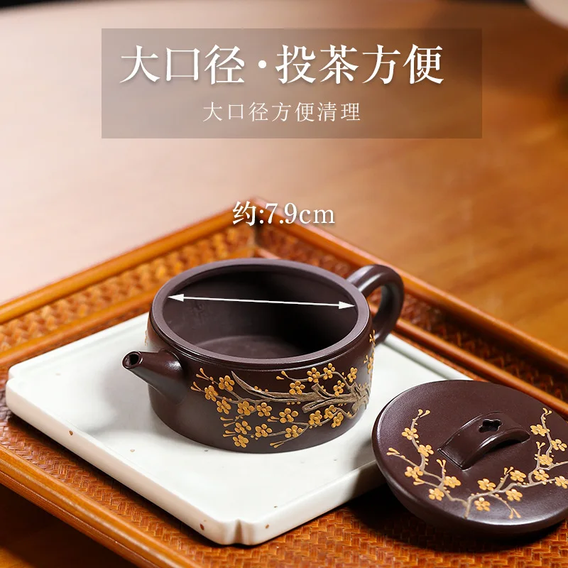 High Quality Yixing Ore Baimu Purple Clay Teapot Handmade Scent of Plum Blossom Hanwa Household Single Set