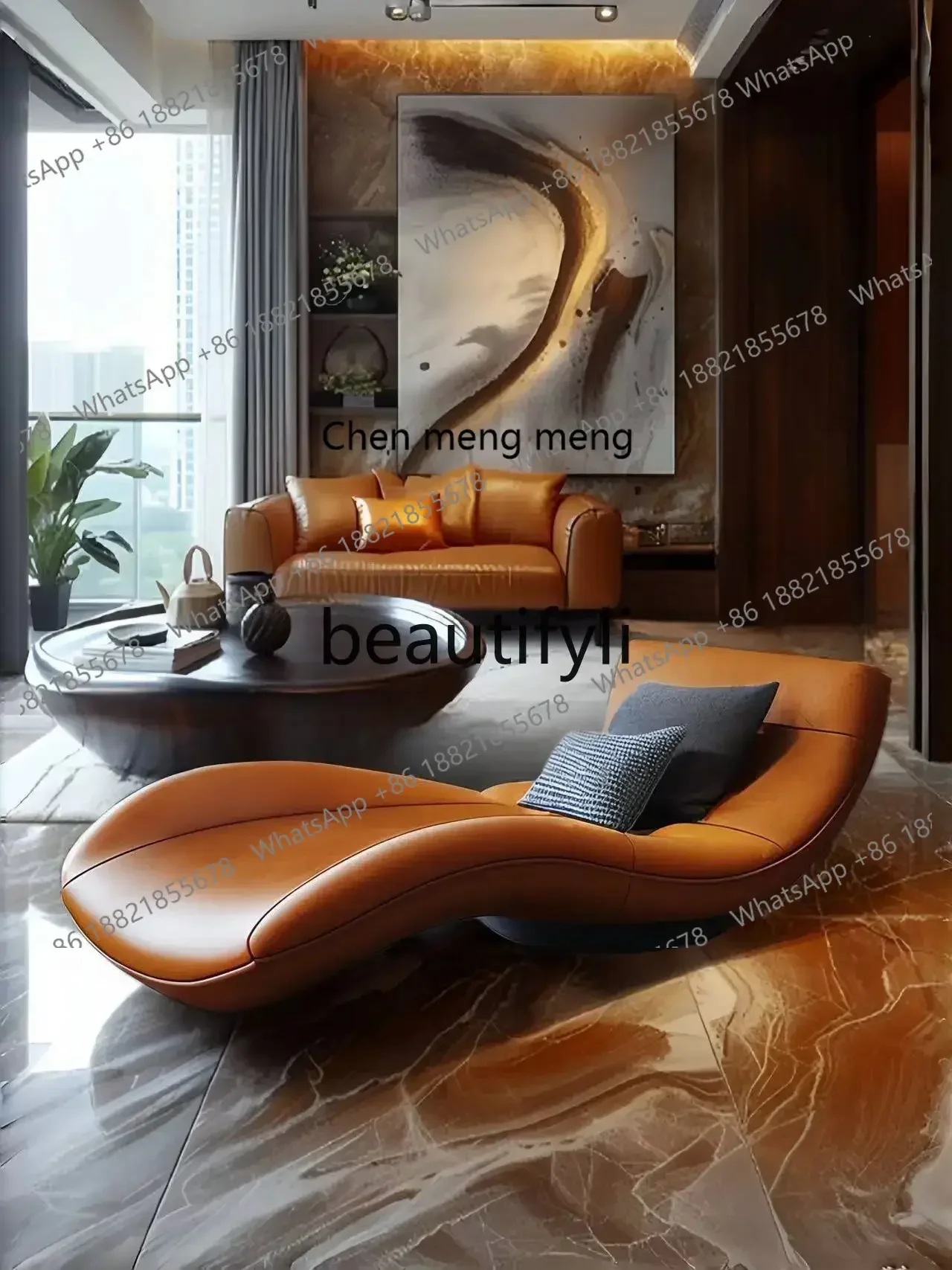 D5556 Long reclining chair lazy chair high sense medieval feeling living room single sofa chair