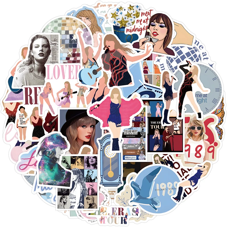 50PCS Hot Sales Singer Star Stickers Personality Graffiti Taylor Swift Phone Shell Water Cup Guitar Waterproof Sticker