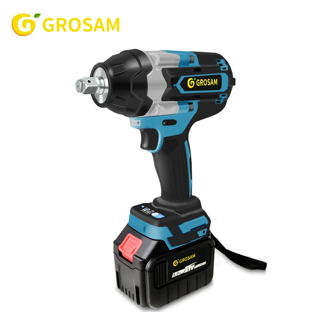 GROSAM Genuine 1000N. m Brushless Electric Impact Wrench 1/2 Inch 6.0A Lithium-ion Battery Suitable For Makita 18v Batteries