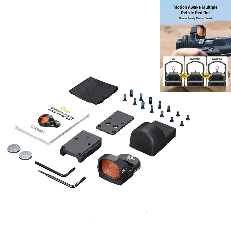

CVLIFE Red Dot 3 MOA Dot & 50 MOA Circle Optic 28mm Len Motion Awake Open Reflex Sight with Adapter Plate for MOS & Picatinny