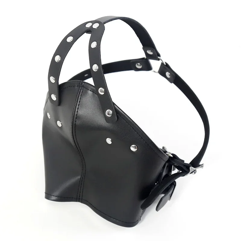 Nuovo stile donna uomo imbracatura in pelle PU maschera fasciatura fetish copricapo cappuccio adulto festa di Halloween giochi cosplay cappuccio maschera per il viso sexy