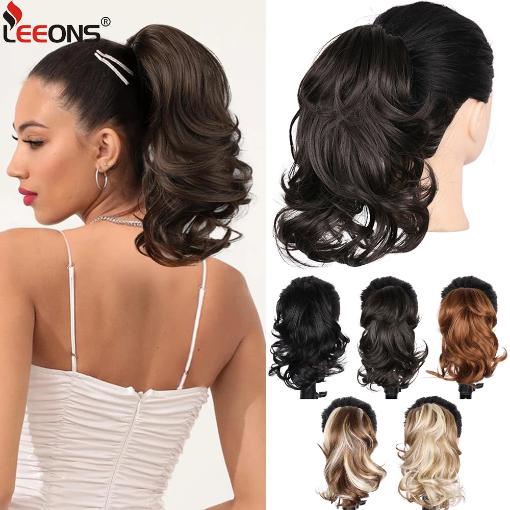 Черный коготь 10-дюймовый вьющийся волнистый конский хвост на заколке для наращивания волос с когтями Пушистый синтетический термостойкий парик для женщин на каждый день