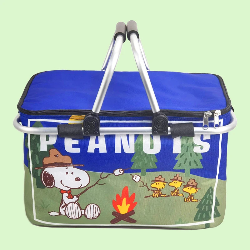 Snoopy Storage Bag Cute Camping Folding Insulated Bag Outdoor Storage Basket Lunch Box Bag Cartoon Portable Picnic Basket