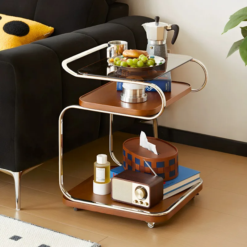 Glass Metal Coffee Tables Black Drink Vintage Funky Wheel Coffee Tables Center Sofa Flower Recibidor Para Entrada Home Furniture