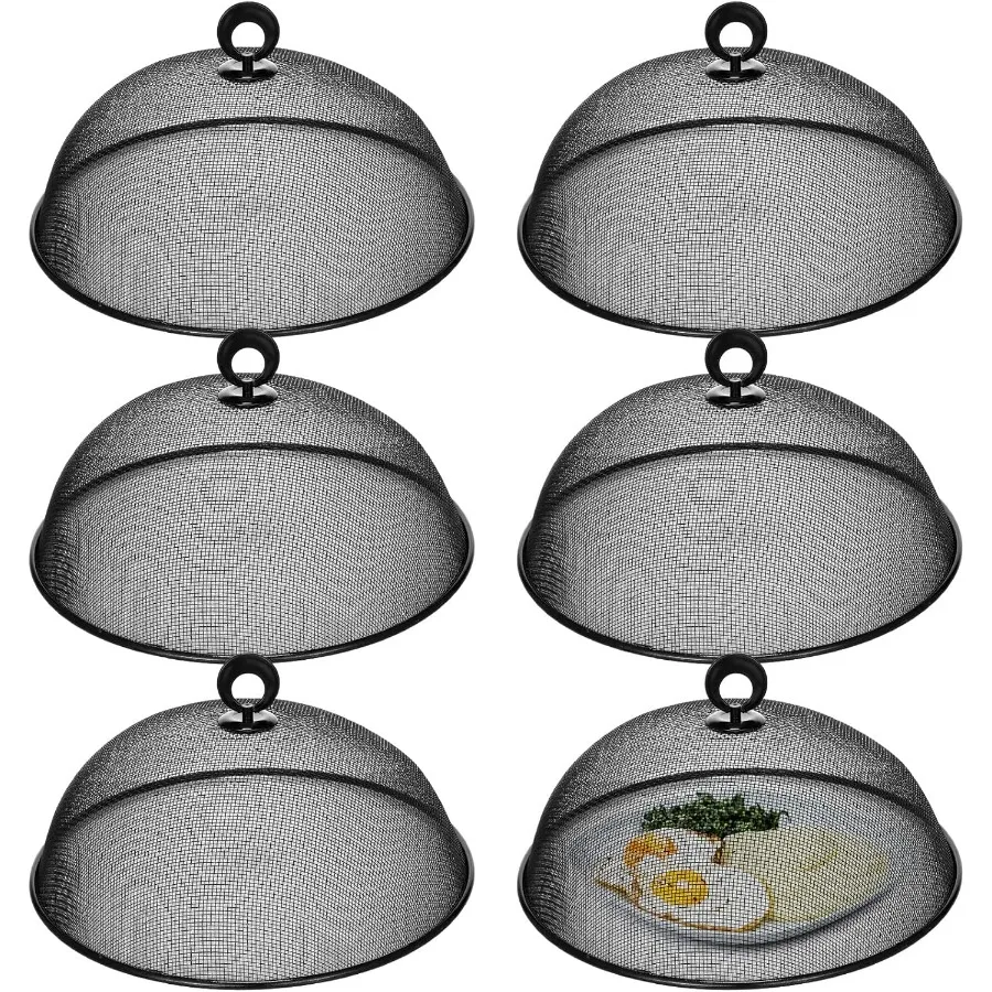 

6 Pcs Metal Mesh Food Cover Outdoor Mesh Food Tents Dome Screen Plate Covers for Dinner Plates Reusable Fruit Fly Nets Picnic F