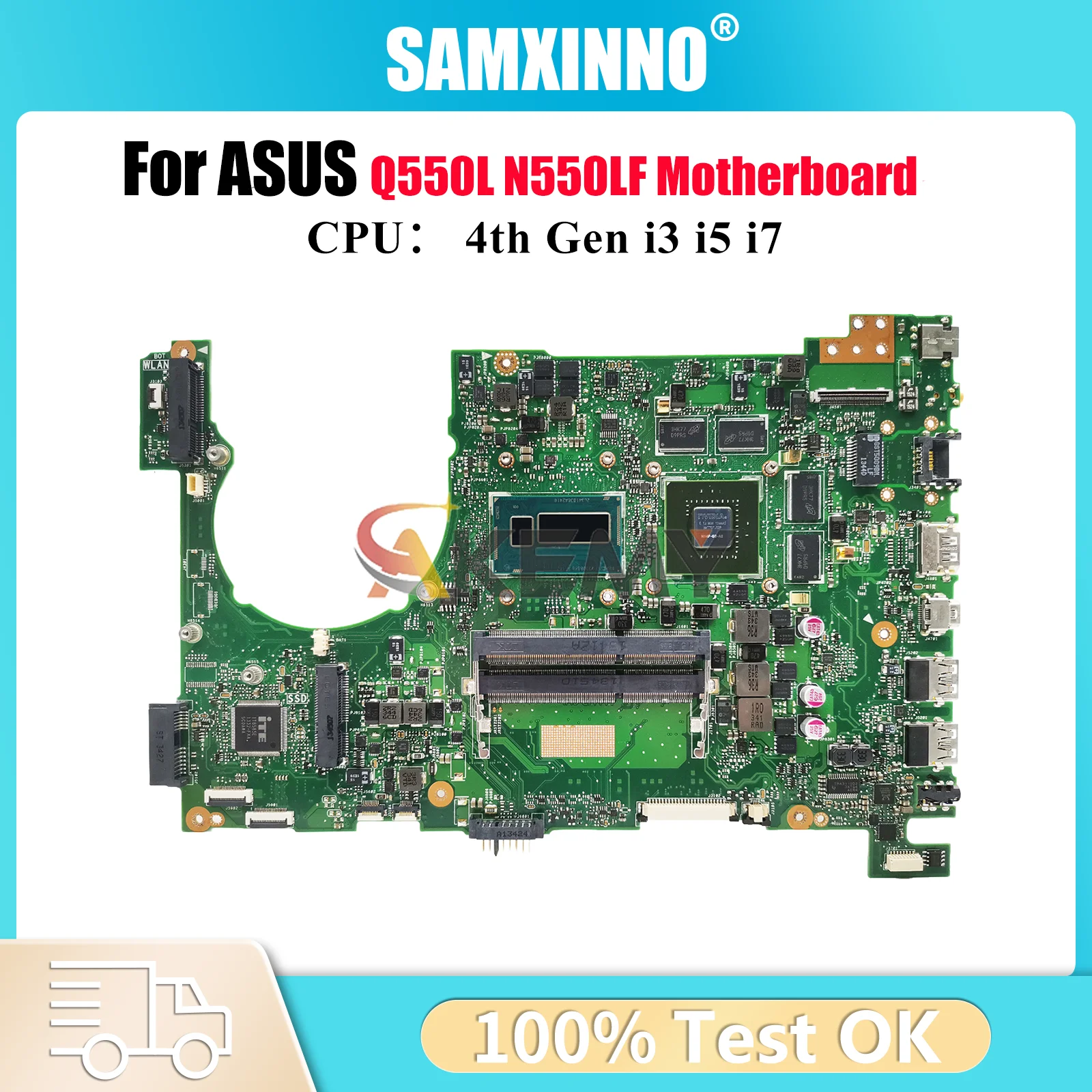

N550LF Laptop Motherboard For ASUS ROG N550L Q550L N550LF Notebook Mainboard With i3 i5 i7 CPU 100% tests OK fast shipping stk