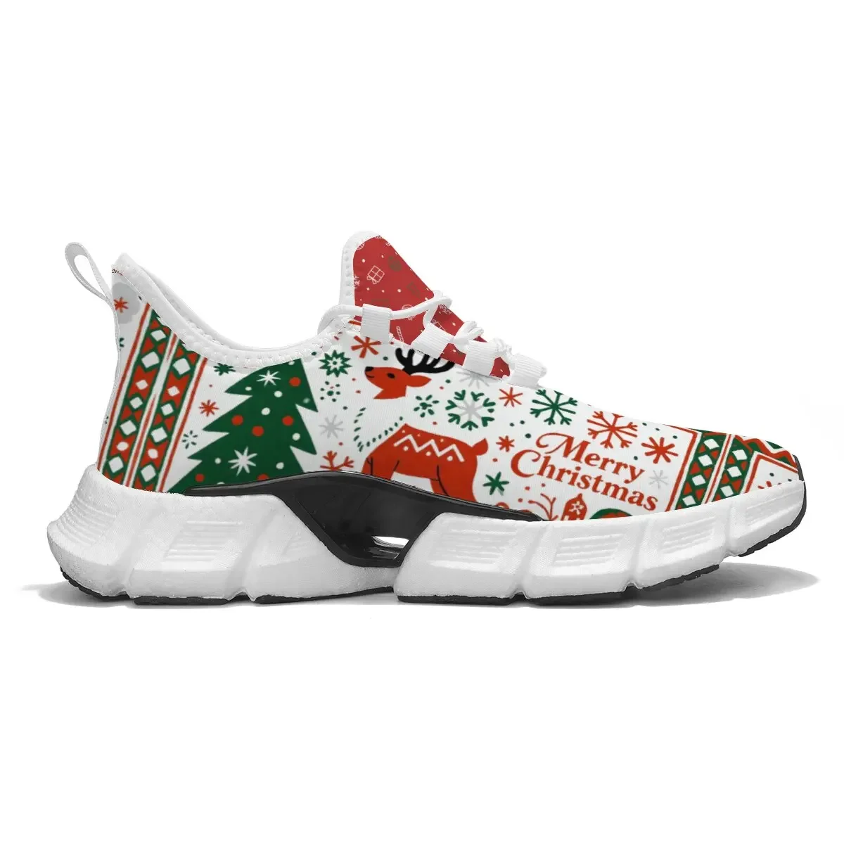 

Christmas-themed Irregular Pattern Design Cartoon Reindeer Santa Claus Flying Mesh Large-sized Neutral Style Casual Sports Shoes