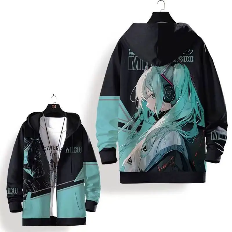 

Осенне-зимний кардиган, свитер, мужской свитер с капюшоном в стиле аниме, пальто от боли, молодежный периферийный топ Хацунэ Мику Мику