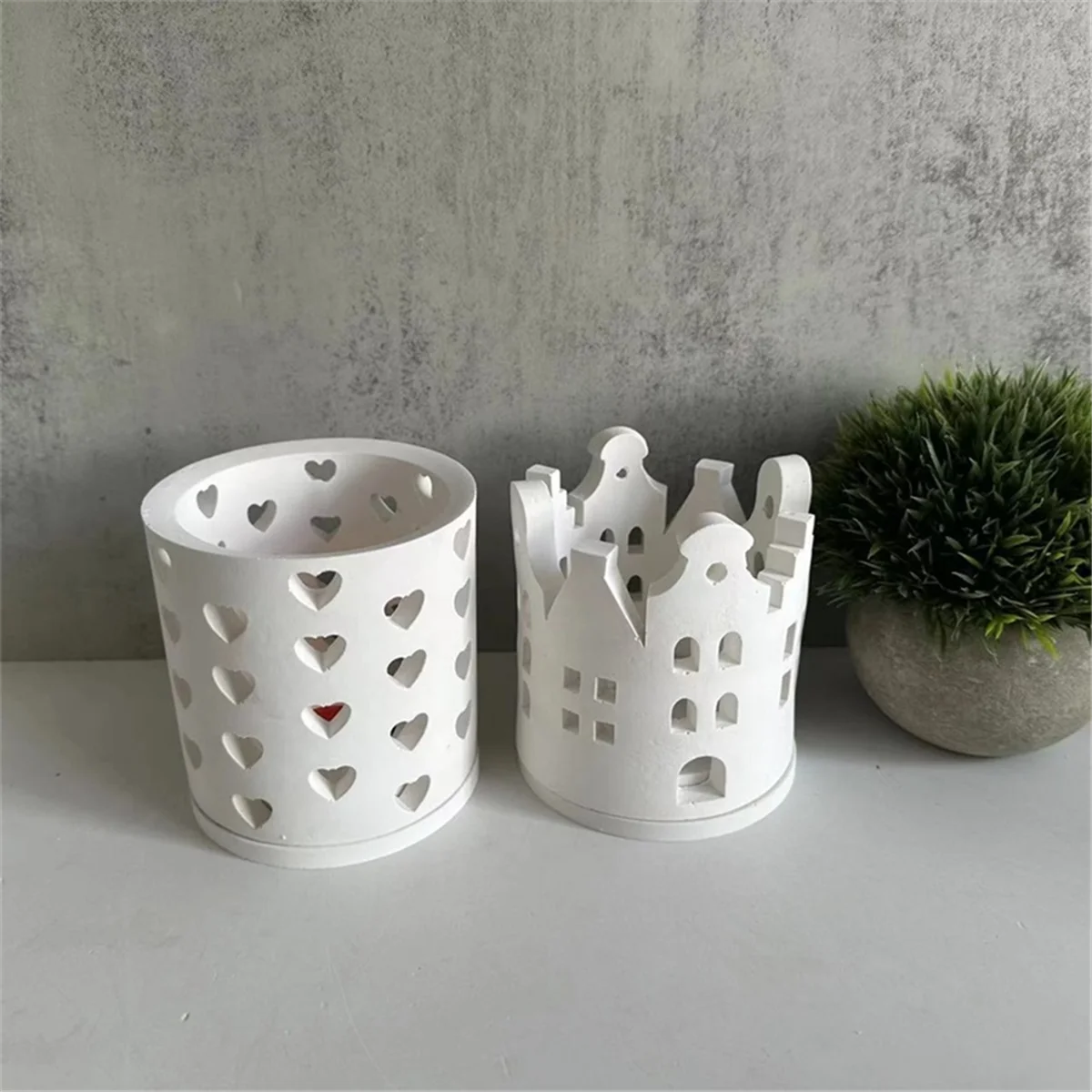 A71P الجبس هلام السيليكا قالب البيت الدائري قالب الشمعدان الحب الدائري الديكور قالب C