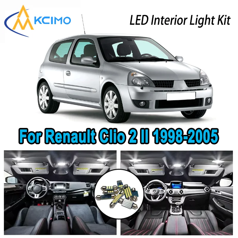 

Premium Bright LED Interior Light Kit for Renault Clio 2 II MK2 1998-2005 1999 Dome Map Trunk Car Lamps with Canbus No Error