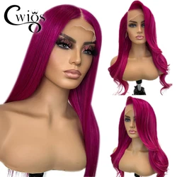 Body Wave Pink Colored Glueless Transparent Straight Synthetic 13X4 Lace Front Wig For Women Preplucked Drag Queen Cosplay Daily