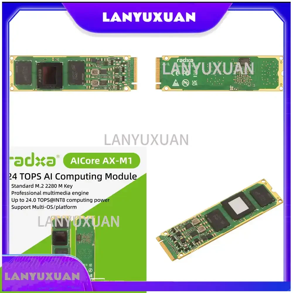 Chipboard Radxa Aicore Ax-m1 for AI Acceleration Module for Axera Ax8850 for 24 TOPS INT8 for 8GB RAM for Standard M.2 2280 M