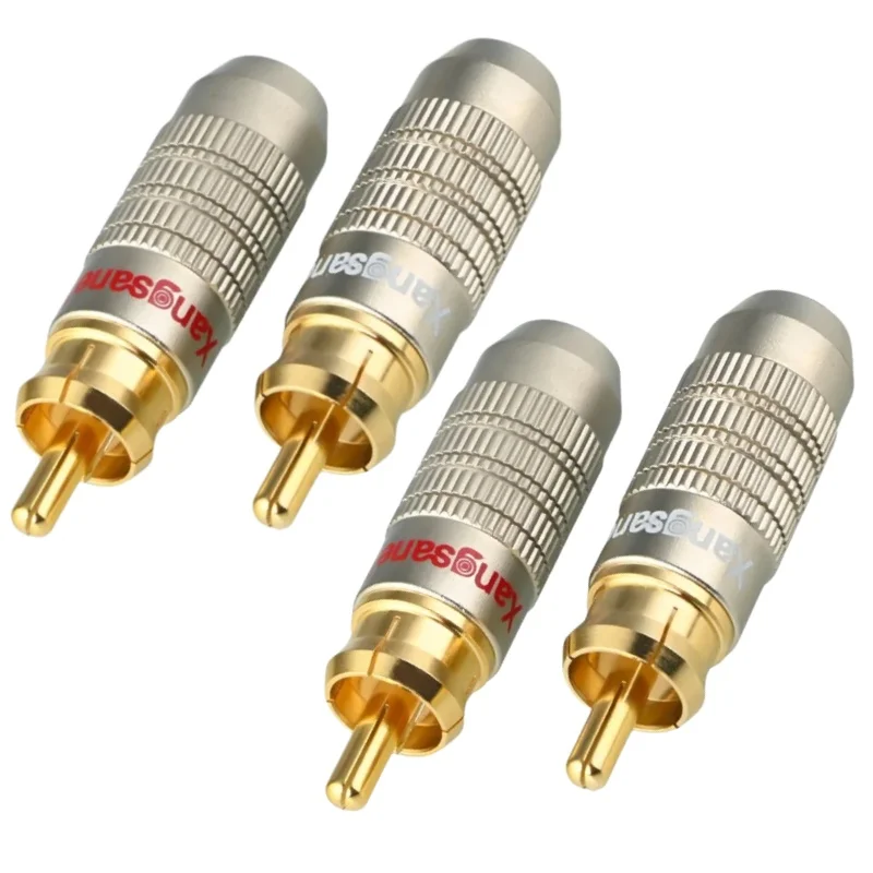 

HiFi Audio Cable Adapter Gold Plated DIY RCA Plug Male Welding for Lotus Coaxial AV Signal Line Terminal