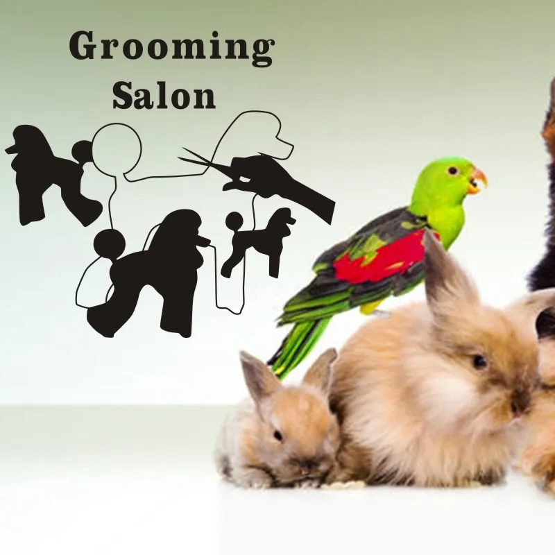 Grooming Salon Decal Pet Shop Wall Sticker Posters Vinyl Art Decals Parede Decor Mural Pet Clinic Decal Sticker