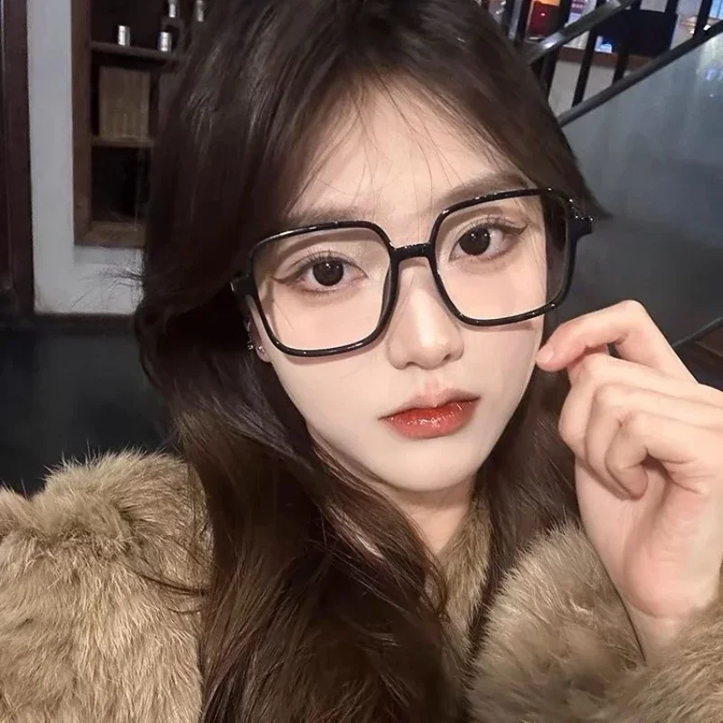Oversized Myopia Glasses Unisex Classic Art Square Frames Lady Short Sight Eyeglasses Anti Blue Light Protect Eyes 0 To -3.5-4.0