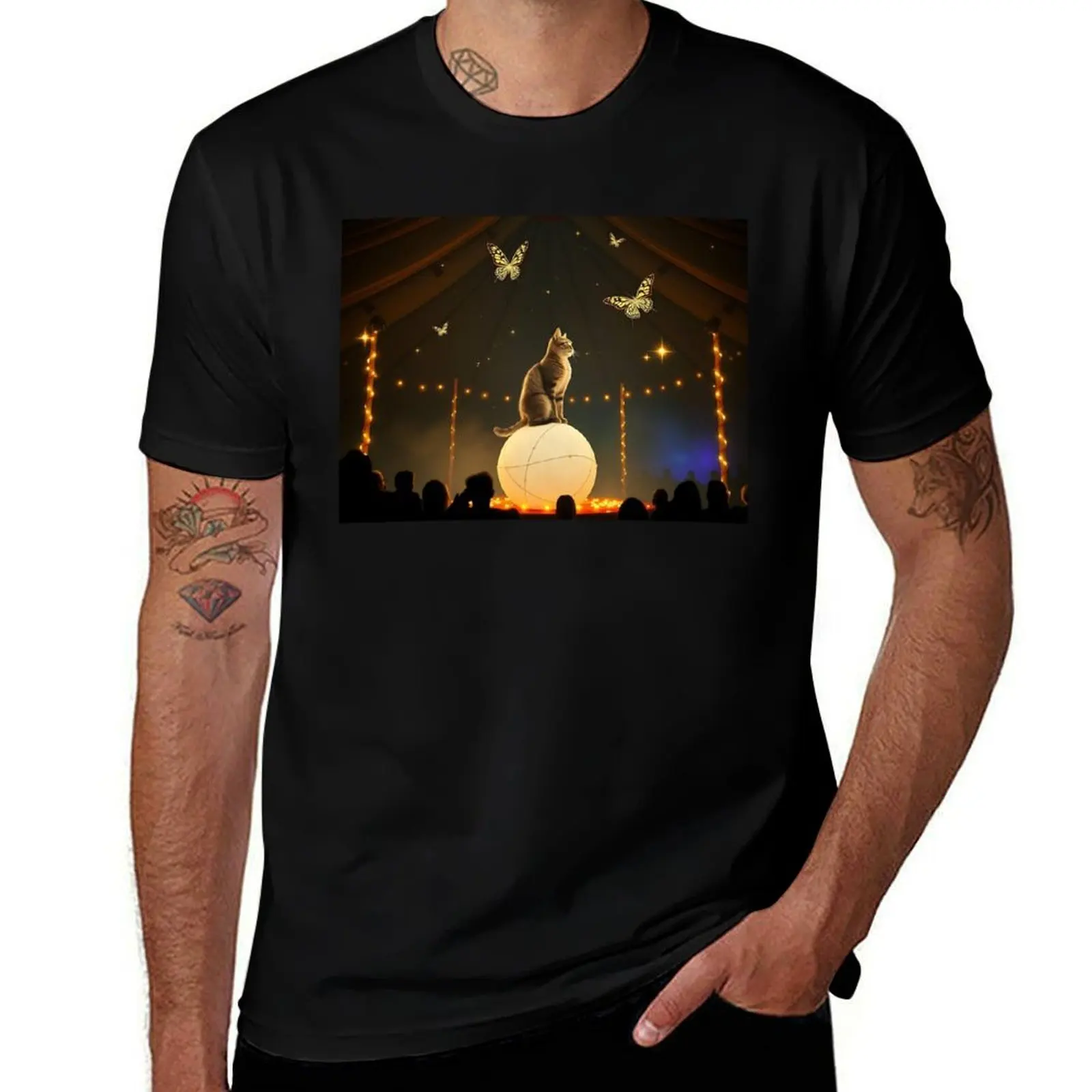 

Cat in the Star Circus T-Shirt blacks vintage graphic tee football t shirt mens graphic t-shirts hip hop
