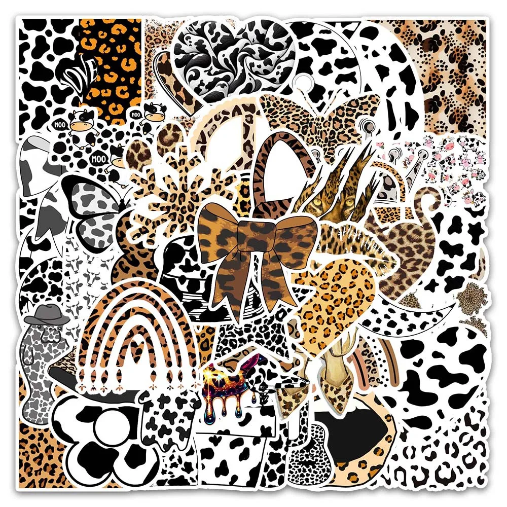 

54pcs Retro Cartoon Leopard Print Aesthetic Graffiti Stickers DIY Toy Scrapbook Water Bottle Luggage Guitar Skateboard Stickers