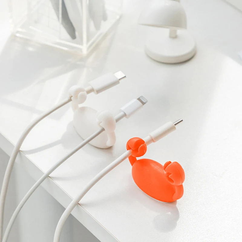 Desktop Silicone Crab Cable Clamp Holder Winder Wire Organizer Cord Management Clip For USB Earphone Phone Charging Data Cable