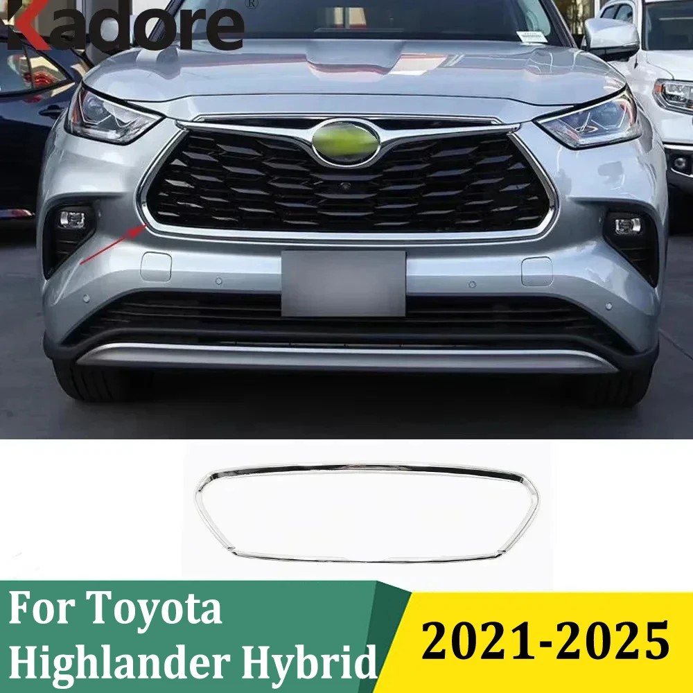 

For Toyota Highlander Hybrid 2021-2025 Front Grille Cover Trim Grill Molding Frame Sticker Exterior Car Styling Accessories