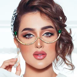 Stonefans AB Colorful Rhinestone Green Crystal Square Glasses Women Trending Luxury No lenses Eyeglasses Jewelry Accessories