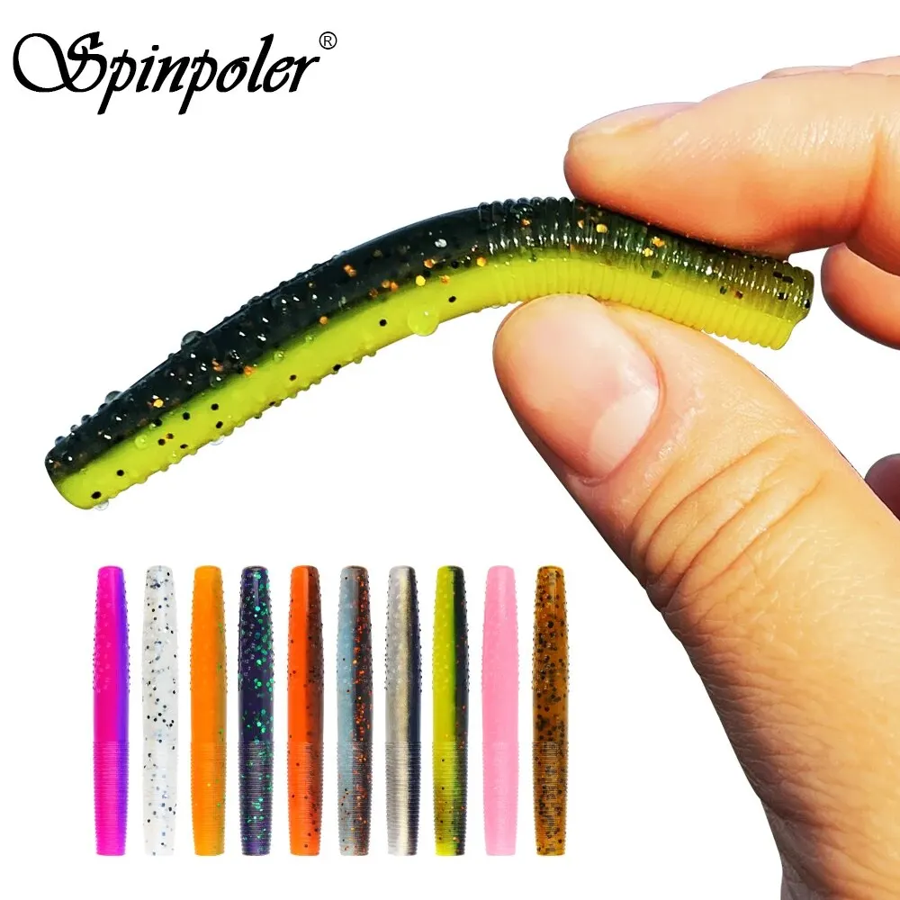 Spinpoler Fat Worm Soft Bait Senko Artificial Swimbait Fishing Lure Ned Rig Wacky Hook TPR Floating Dropshot Weightless Tackle