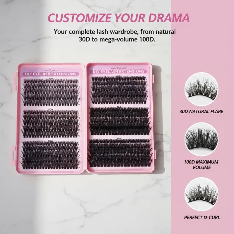 30D 100D Cluster Lashes Natural D Curl Segmented Eyelash Extension Kit Comfortable Wear for Professional Makeup ArtistsHot Sale