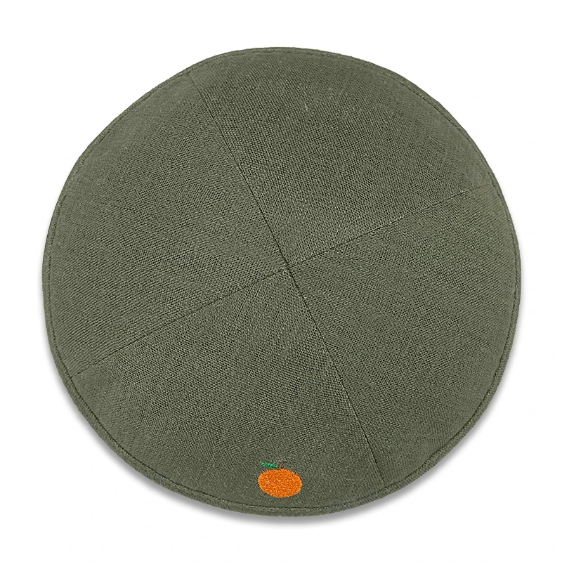 kahki green linen customized jewish kippot, wedding kippah , kippot, kipa, kippa, kippah, yarmulka,