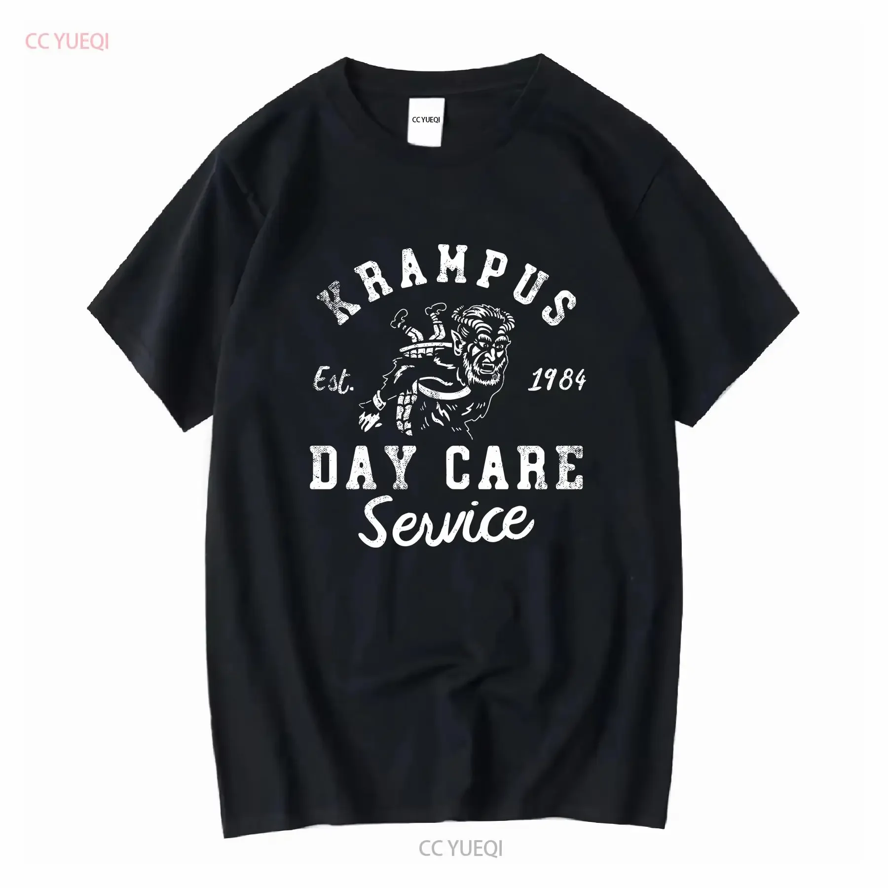 Mens Krampus Day Care Service T Shirt Funny Saint Nicholas Folklore Joke For vintage Washed fashion Top For Everyday Wear Soft