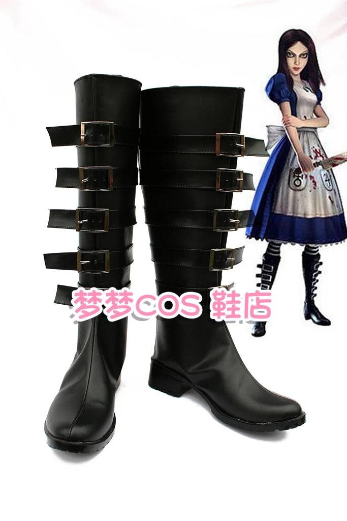 

Alice: Madness Returns Alice Cosplay Shoes Boots Anime Halloween Black Boots