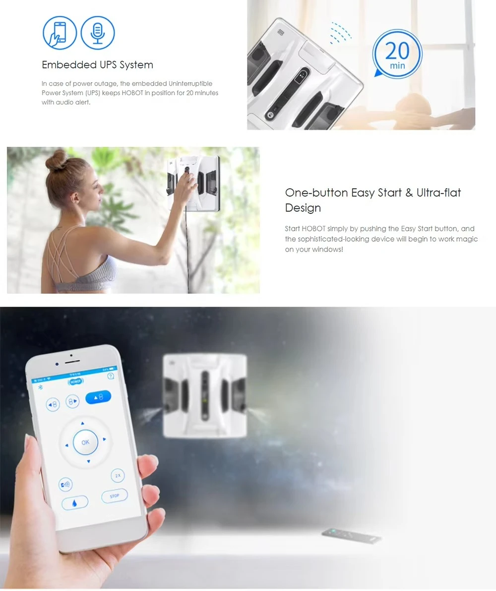 Wireless Window Vacuum Robot, Smartphone APP Remote Control With WiFi Suitable for All Types of Glass Cleaning Robot