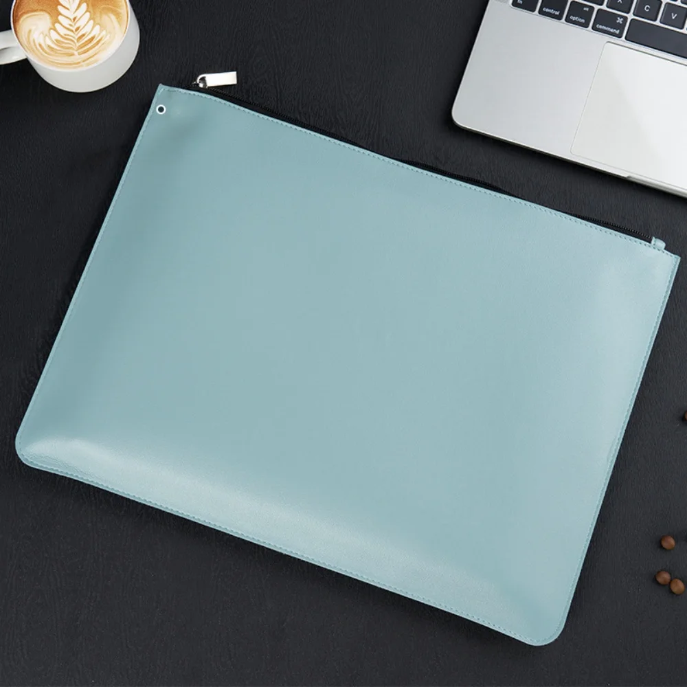 

A4 File Folder Multifunctional Portable Tote Bag Zipper Bag Fashion Pu Leather Briefcase For Daily Office Use Business Meeting