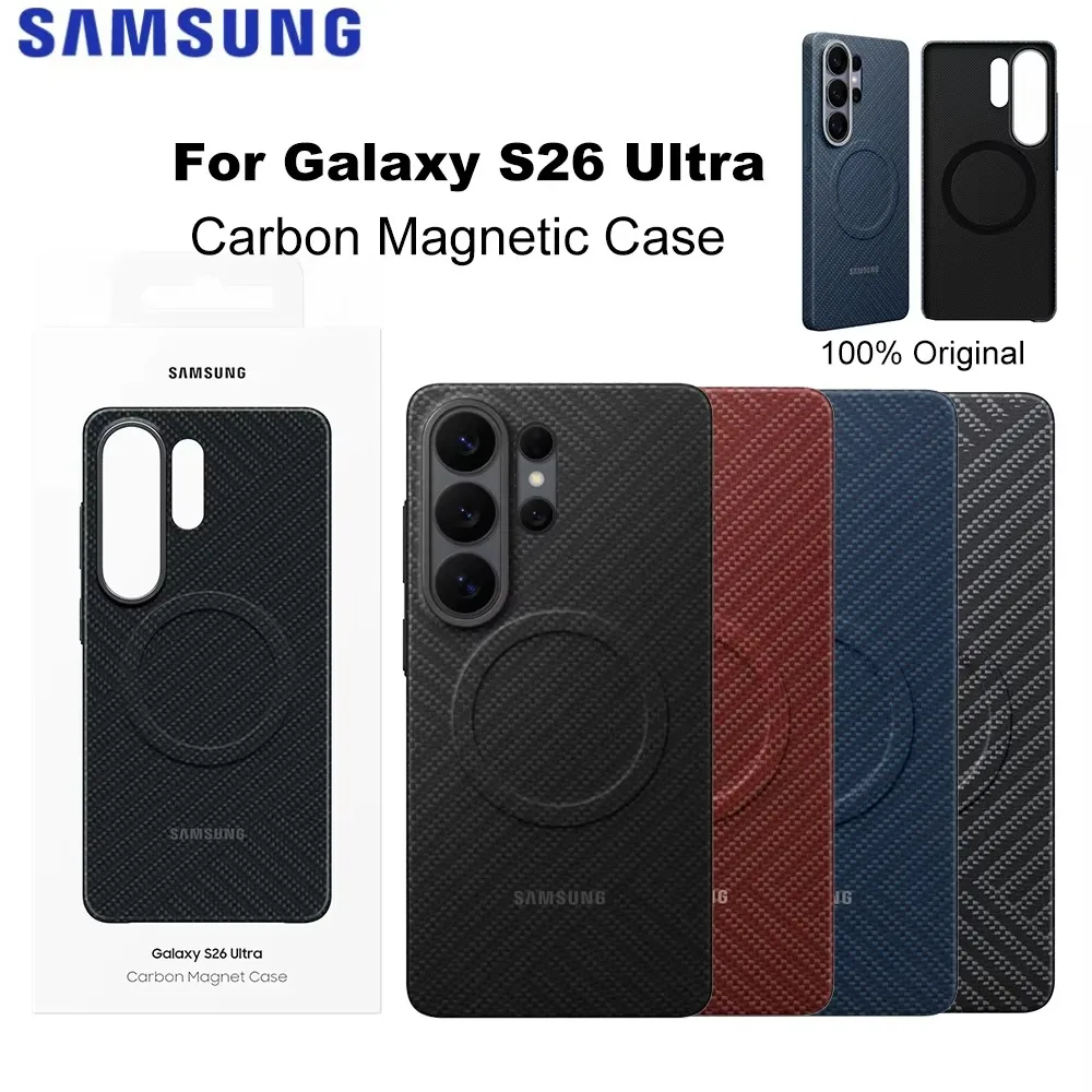 Original Samsung Galaxy S26 Ultra Carbon Magnetic Case S26Ultra Phone Case with Magnetic Ring  Kevlar Protective Case EF-KS948