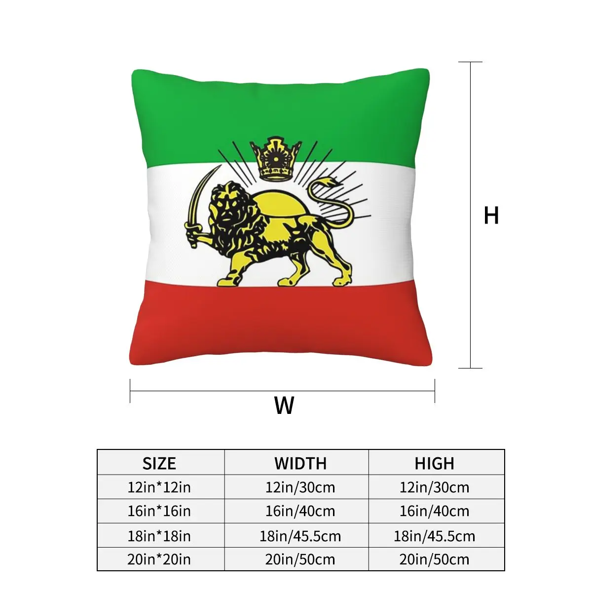 Flag Of Persia Iran Pahlavi Square Pillowcase Cushion Cover Pillow Case Throw Pillow Cover for Home Sofa Living Room