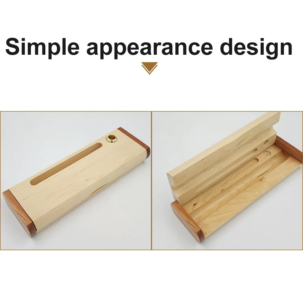 

1Pcs Beige Wooden Stationery Box Student Pencil Case Durable Office Pen Storage Tool Organizer Stationery Box Pencil Case