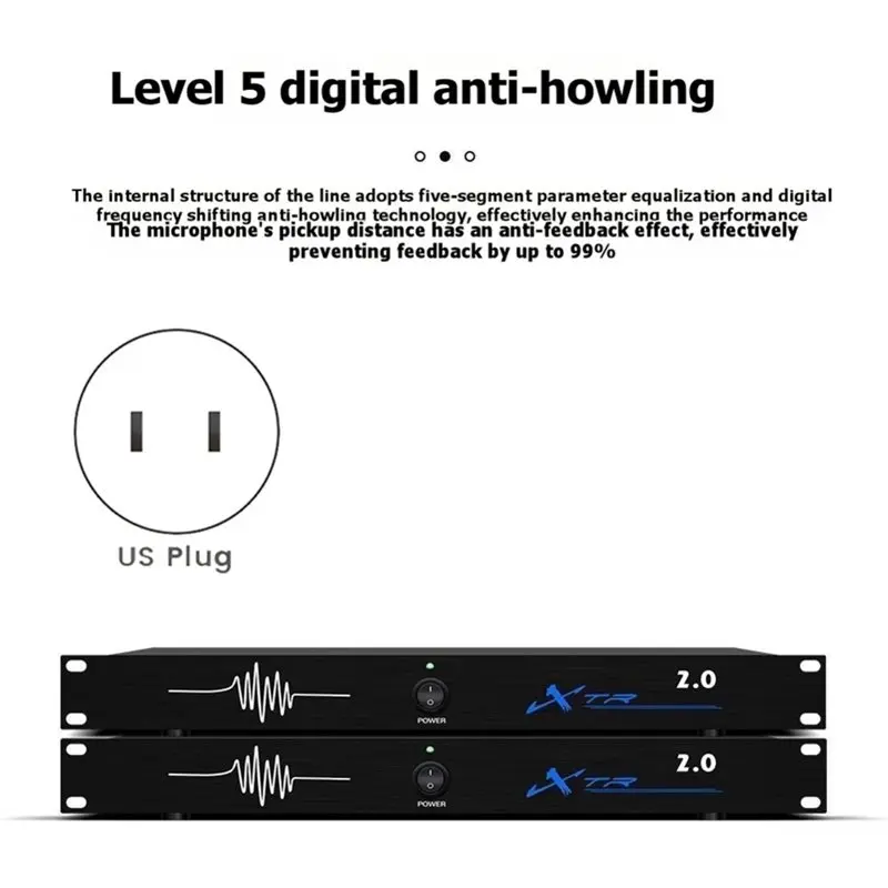 B76B Digital Audio Processor for XTR 2.0 with Automatic Feedback Suppressor Six-Speed Frequency Shift for PA System US Plug