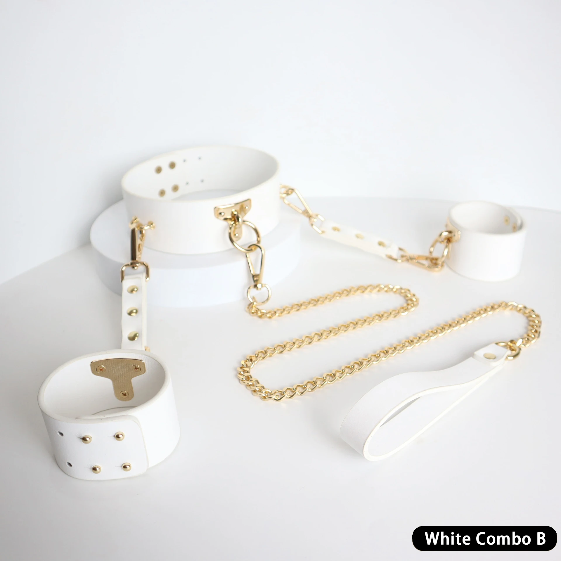 KAKA SM collar handcuffs leather bondage couple femdom props adult bondage collar strap traction sex items - Image 4