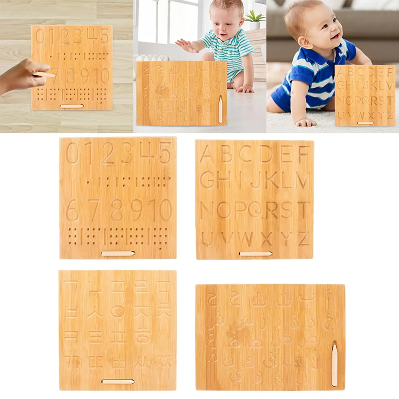 Wooden Tracing Board Early Learning Educational Toy Fine Preschool Handwriting Aids for Children Ages 3- Birthday Gift