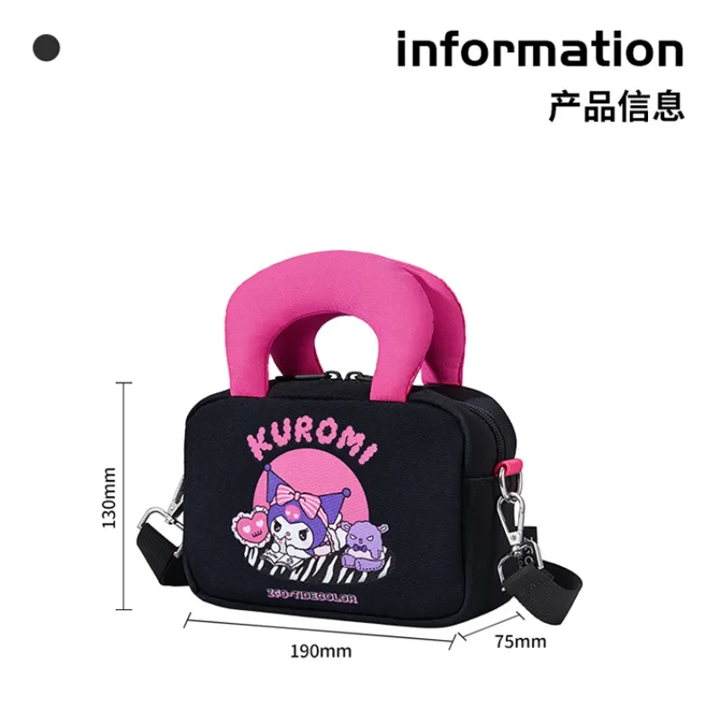 Sanrio Series Kuromi Black Handbag Cute Kawaii Temperament Fashion Girl Shoulder Bag Exquisite Cinnamoroll Fashion Small Bag New