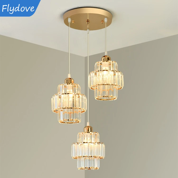 

Nordic Luxury LED Crystal Pendant Light Dining Room Modern Square Hanging Lamp for Bedroom Living Room Decor Lighting Fixtures