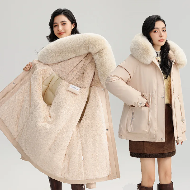 

Long Warm Cotton-padded Jacket Female Pai Overcome 2025 New Winter Down Coat Women Parkas Korean Outerwear Hooded Overwear Top