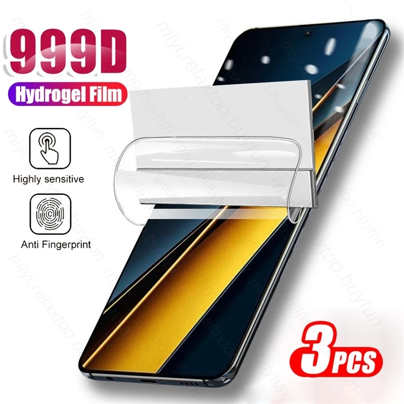 3PCS 999D Hydrogel Film Screen Protector For Poco X6 Pro 5G 2311DRK48G 6.67