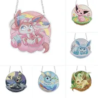 5D DIY Pokémon Diamond Art Painting Pendant Eevee Special Shape Diamond Art Hanging Ornament Home Window Door Decor Gift