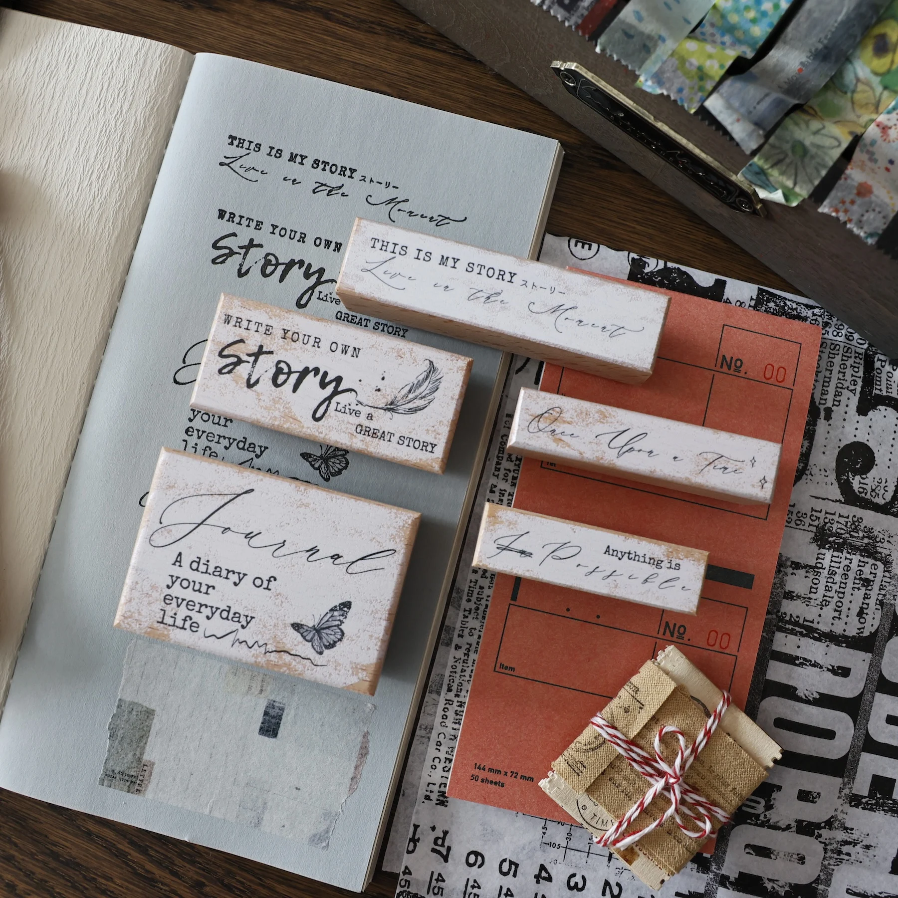 

Two Raccoons Vintage English Butterfly Story Rubber Stamp for Planner DIY Scrapbooking Photo Album Card Making Decorative