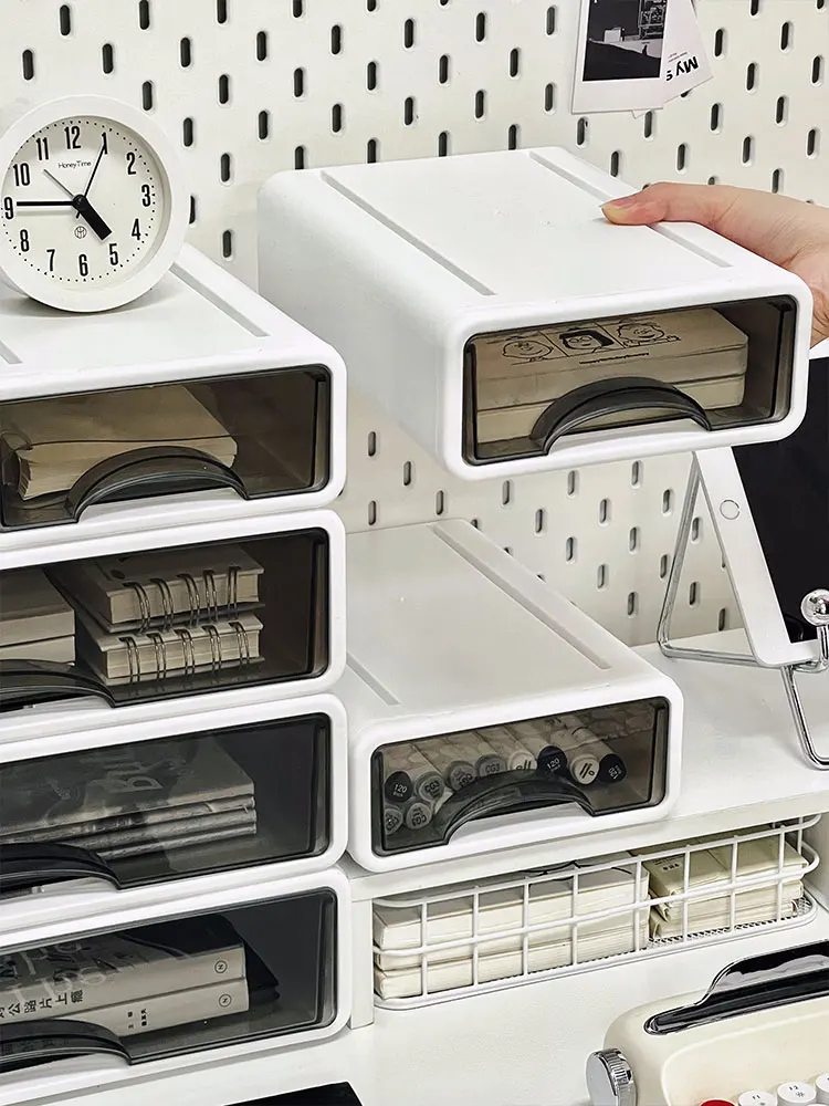 منظم مكتبي كبير السعة بأدراج، صندوق تخزين، رف لوضع الكتب، صندوق تنظيم لسكن الطلاب، رف بلاستيكي