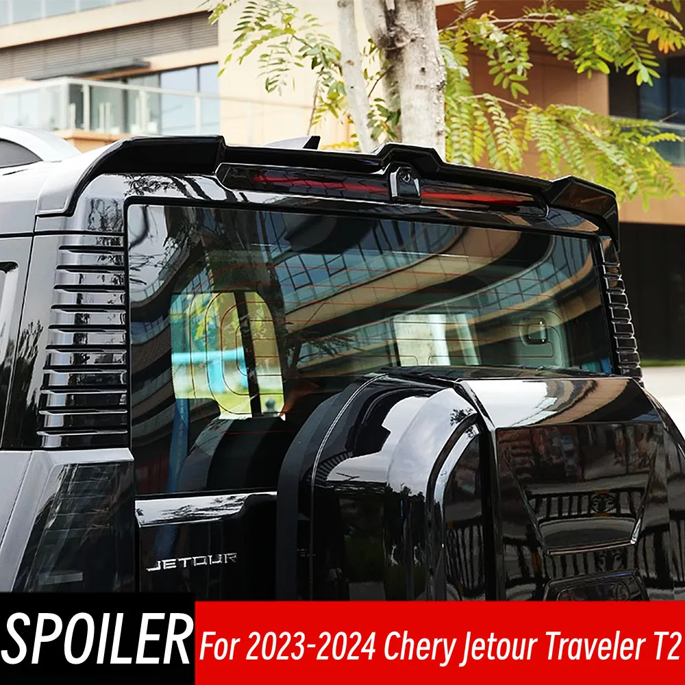 

For Chery Jetour Traveler T2 2023 2024 Rear Roof Trunk Lid Spoiler Wings ABS Plastic Black Carbon Car Exterior Accessories Part