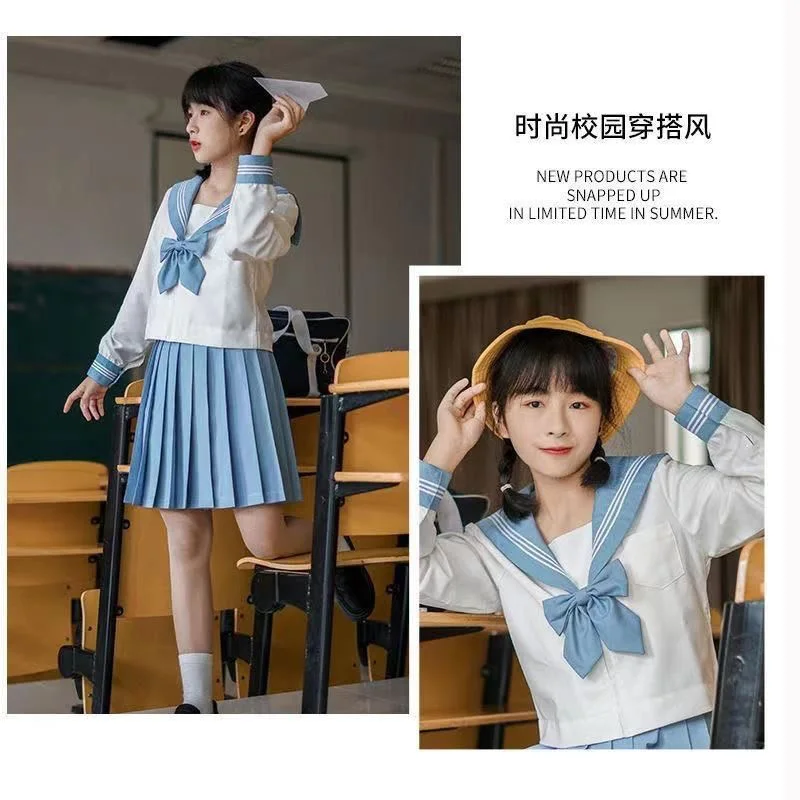 Authentic Japanese Style Long Sleeve Uniform Set with Collar College Middle School Uniforms JK Cosplay Costume for Women