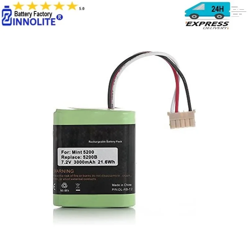 

Ni-MH 7.2V 3000mAh Replacement Battery Compatible with iRobot Braava 380 380t 390 390t Mint 5200 5200B 5200C Vacuum Cleaner