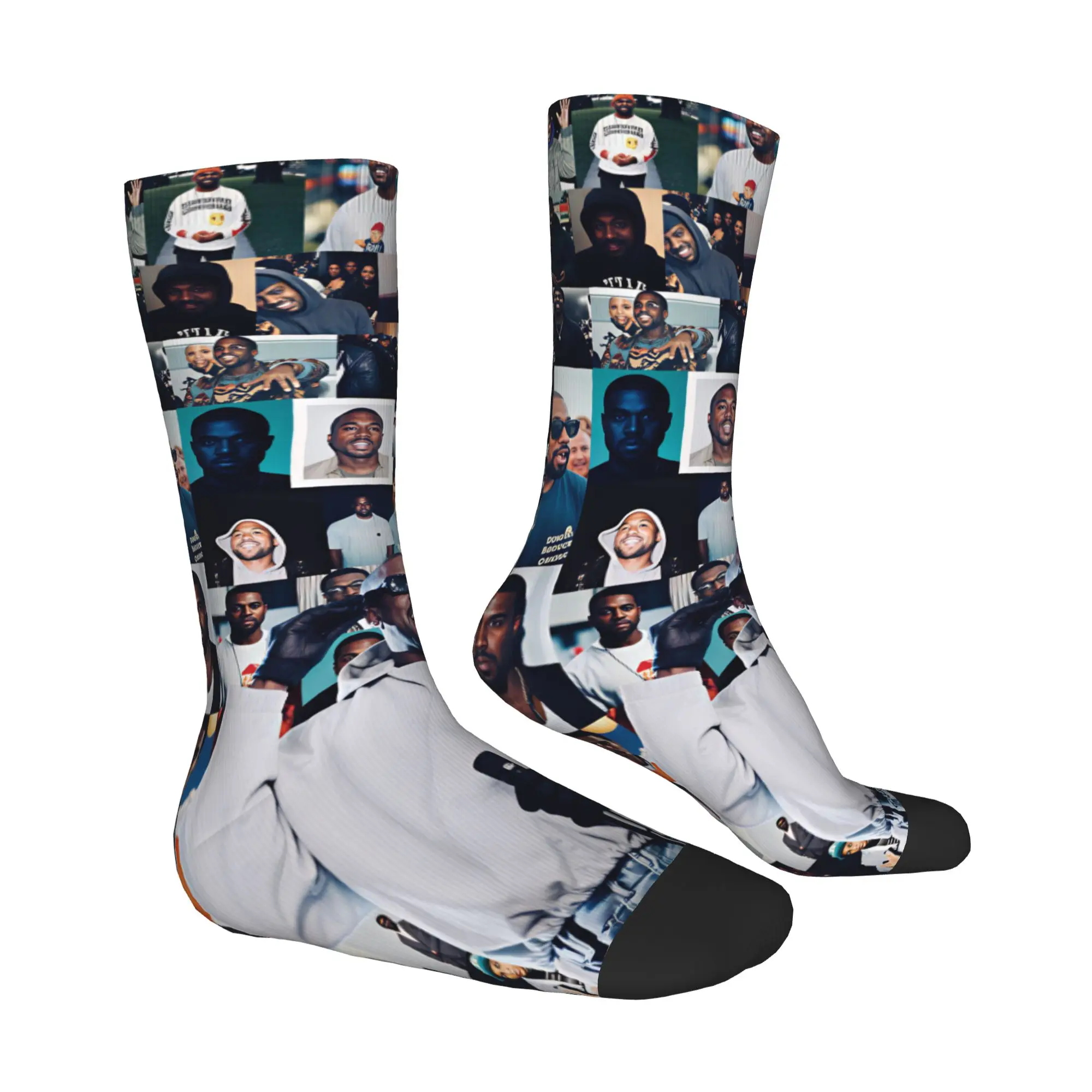Cool Print K-Kanye W-West Socks for Men Women Stretchy Summer Autumn Winter Rapper Singer Crew Socks