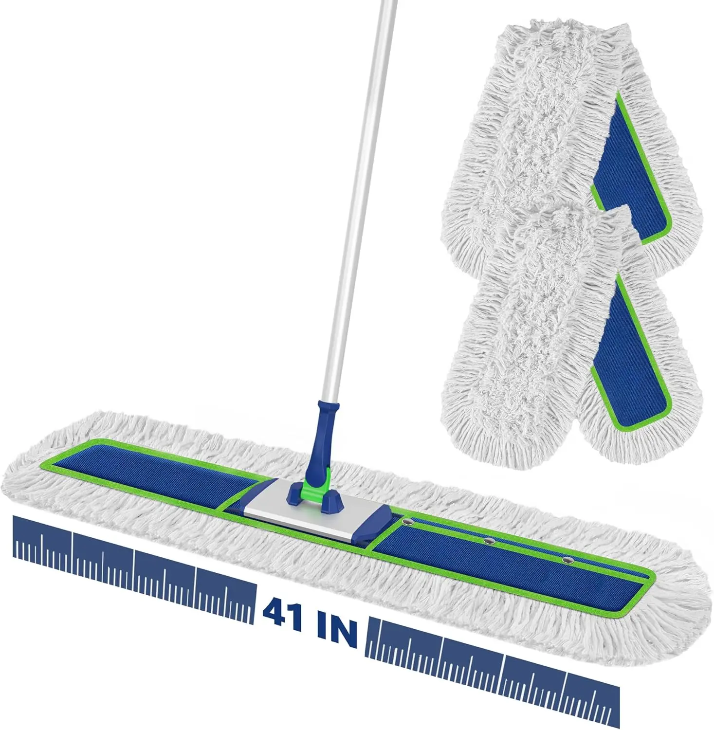 

41" Commercial Dust Mop: Heavy-Duty Push Broom with 2 Pads for Large Area Cleaning in Warehouses, Gyms